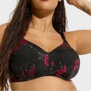 Floral Black and Pink Bra